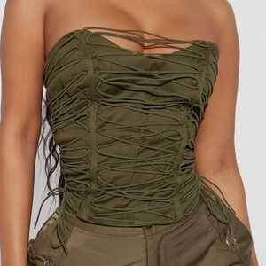 Green/khaki corset top